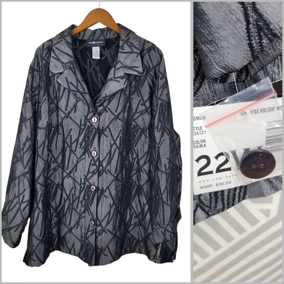 New Sag Harbor Jacket Plus 22W Silver Black Professional Career Coat Quilted 3x - Picture 1 of 6
